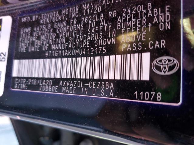 4T1G11AK0MU413175 Toyota Camry SE 13