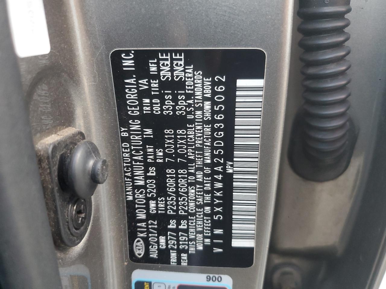 2013 Kia Sorento Sx VIN: 5XYKW4A25DG365062 Lot: 76350824