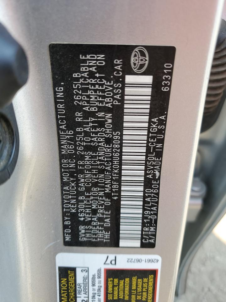 4T1BF1FK0HU628095 2017 Toyota Camry Le