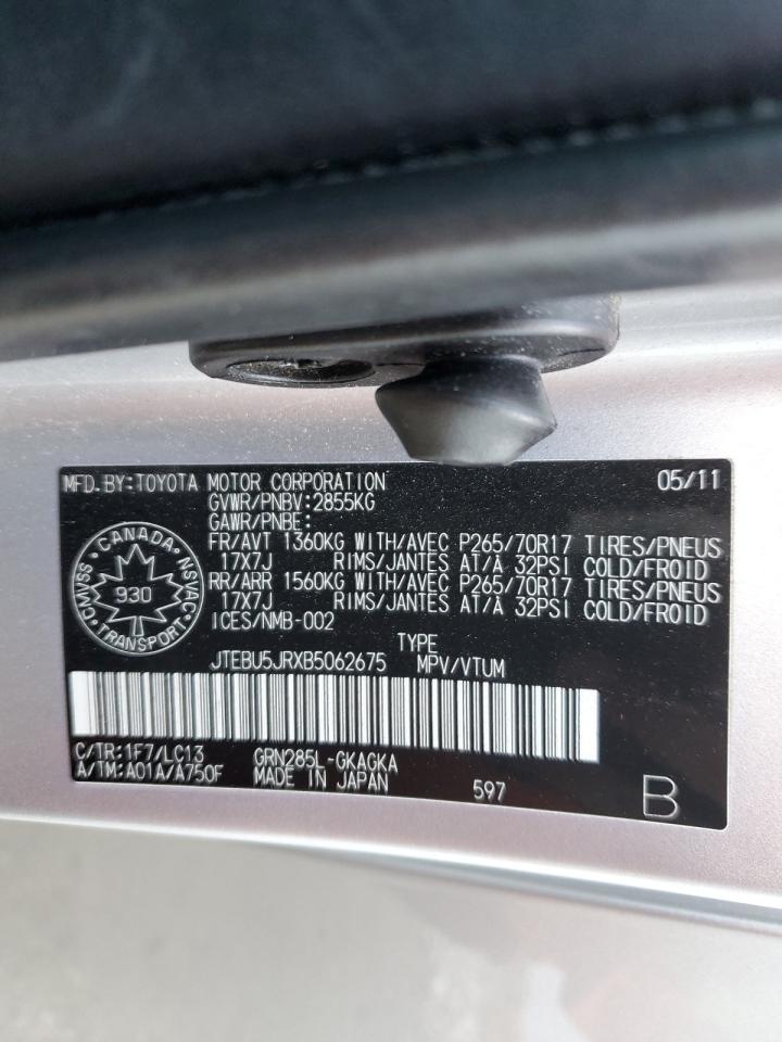 2011 Toyota 4Runner Sr5 VIN: JTEBU5JRXB5062675 Lot: 73928484