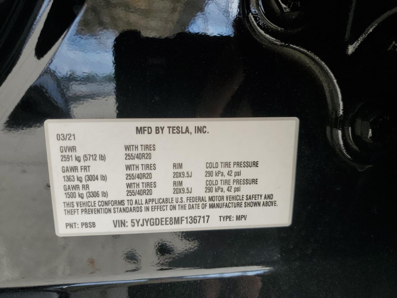 VIN 5YJYGDEE8MF136717 2021 TESLA MODEL Y no.12