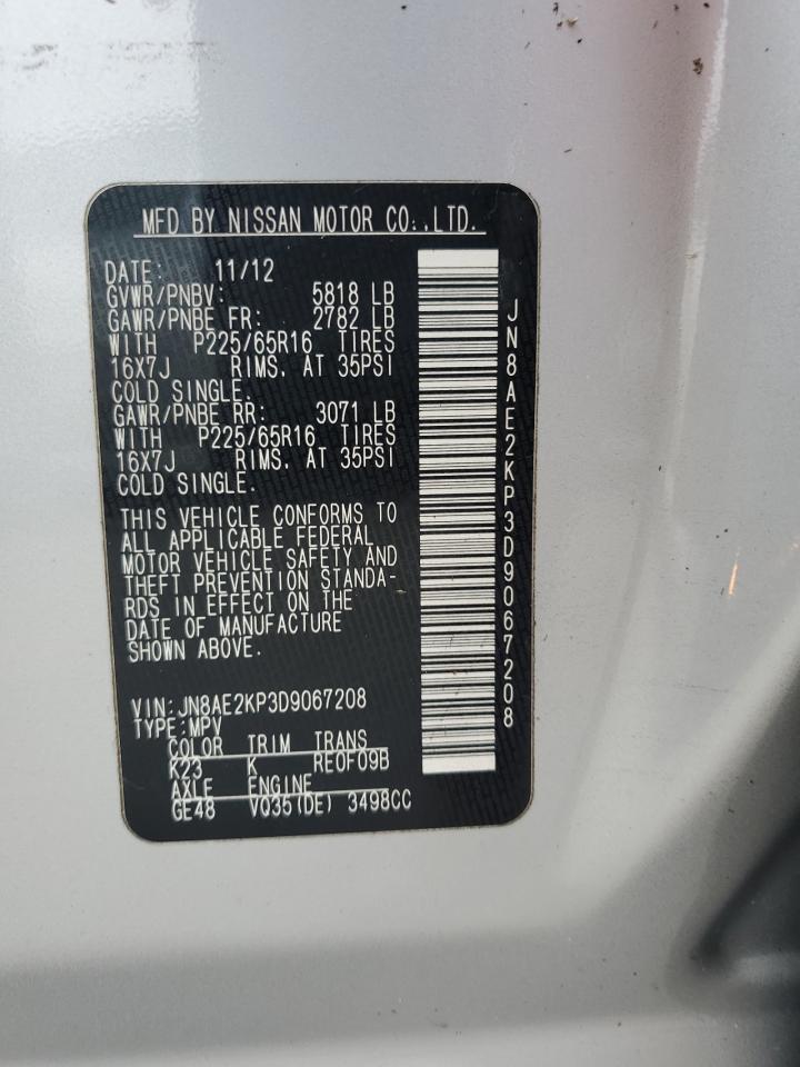 2013 Nissan Quest S VIN: JN8AE2KP3D9067208 Lot: 77268184