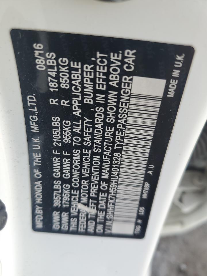 SHHFK7H59HU401328 2017 Honda Civic Ex