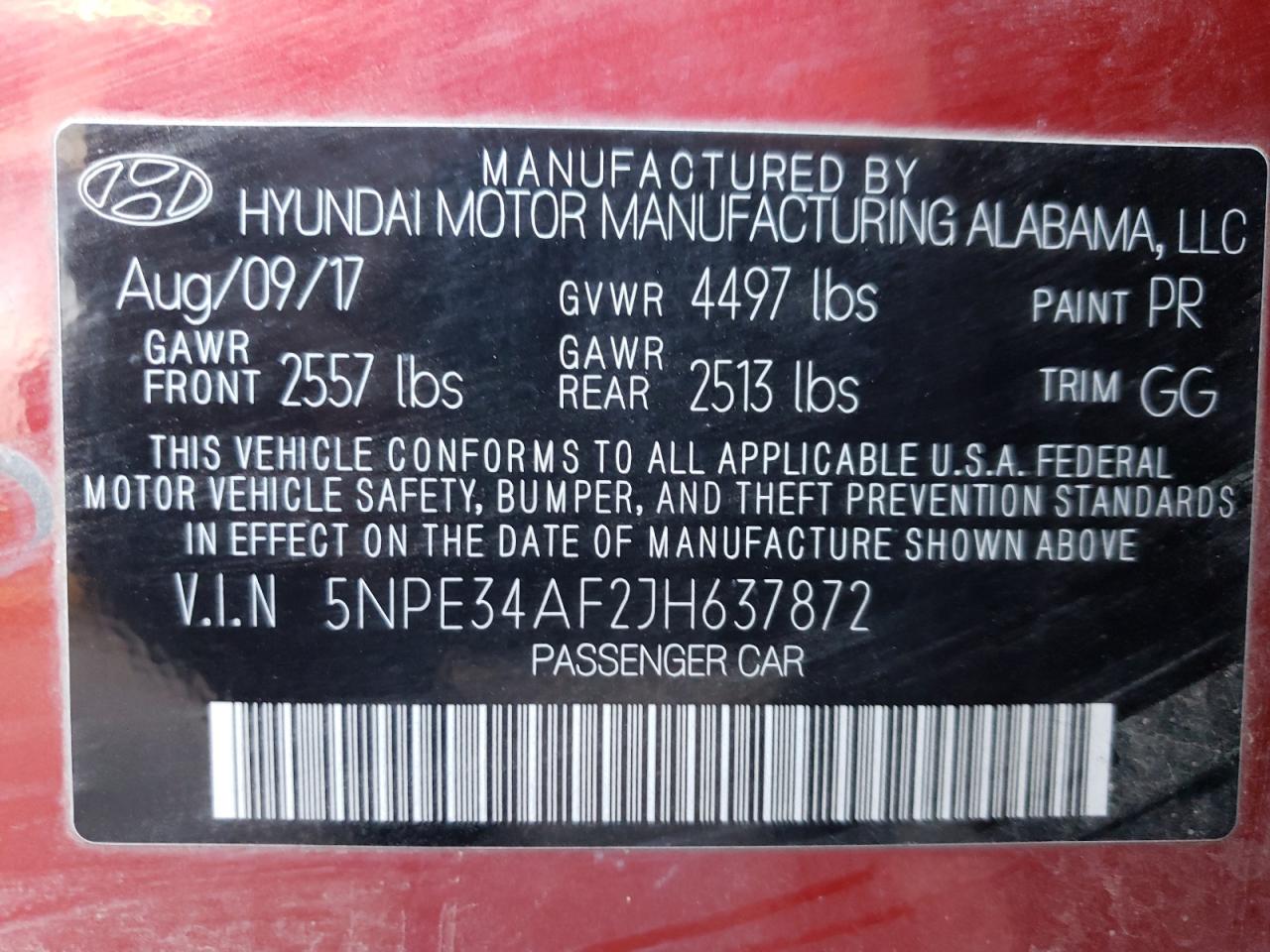 5NPE34AF2JH637872 2018 Hyundai Sonata Sport