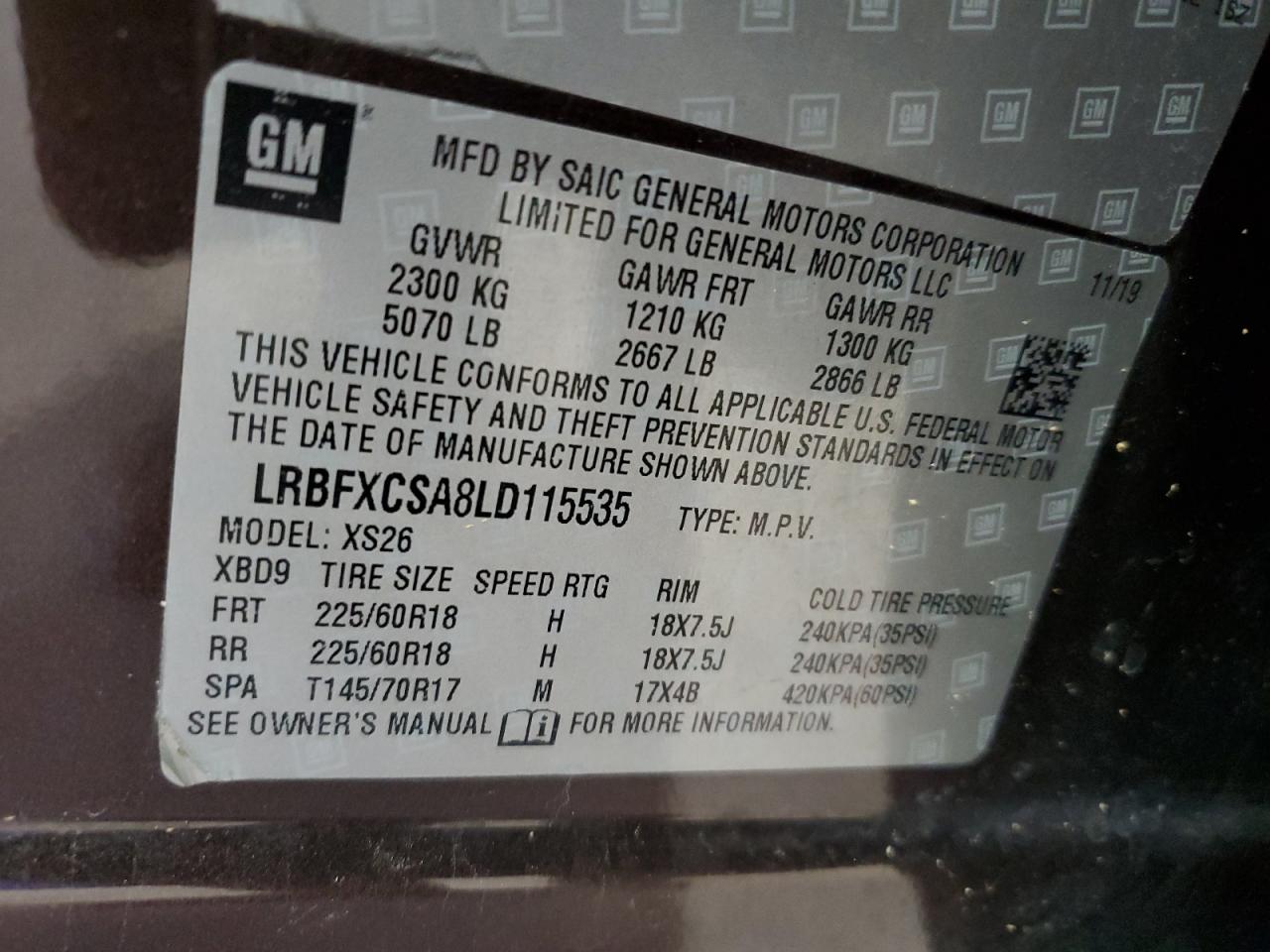 2020 Buick Envision Essence VIN: LRBFXCSA8LD115535 Lot: 75914944