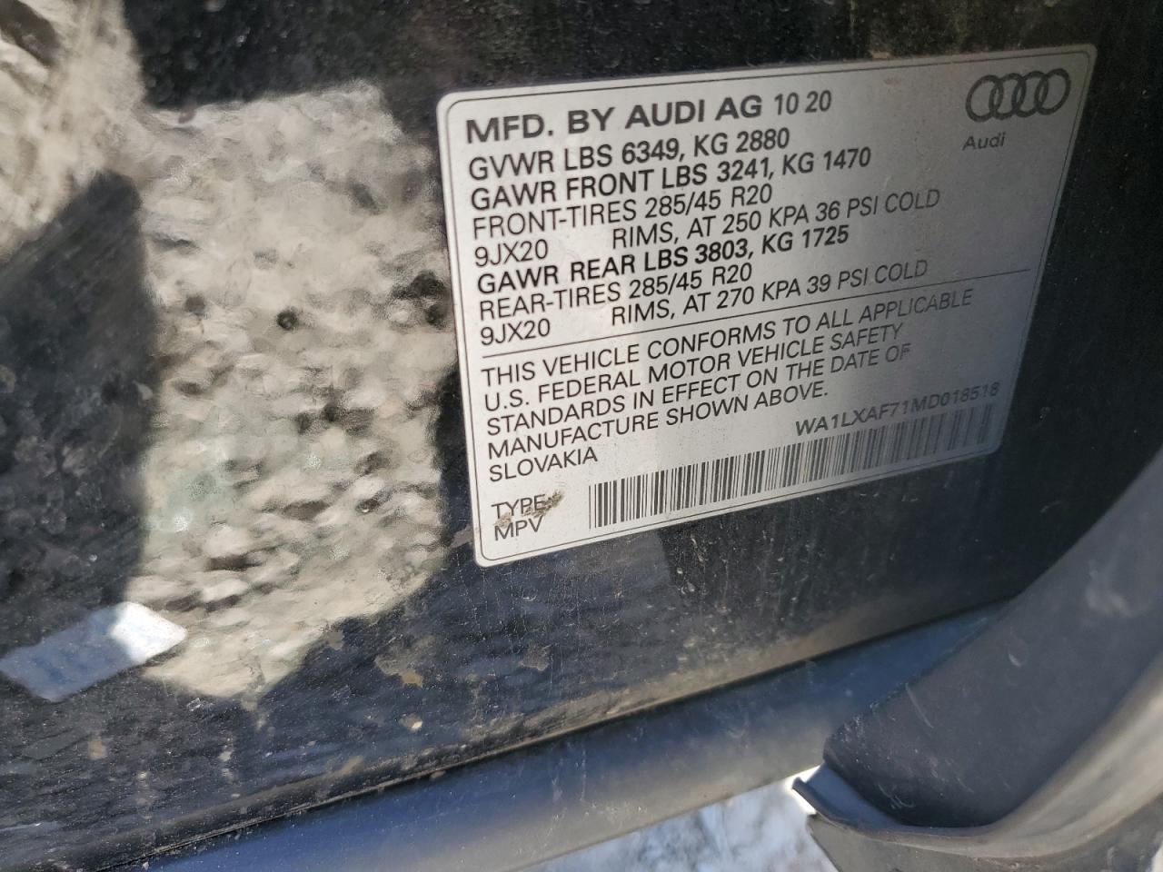 WA1LXAF71MD018518 2021 Audi Q7 Premium Plus