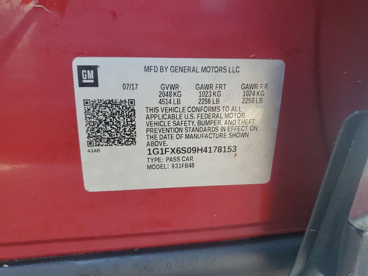 1G1FX6S09H4178153 2017 Chevrolet Bolt Ev Premier