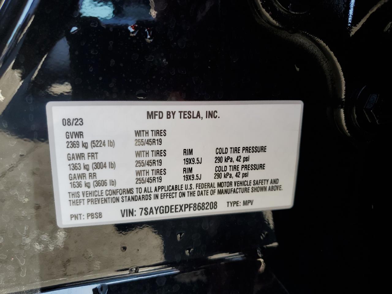 7SAYGDEEXPF868208 2023 Tesla Model Y