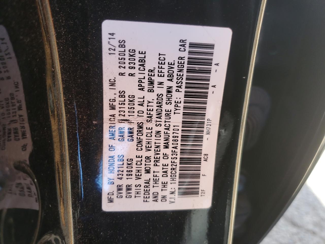 1HGCR2F53FA089701 2015 Honda Accord Sport