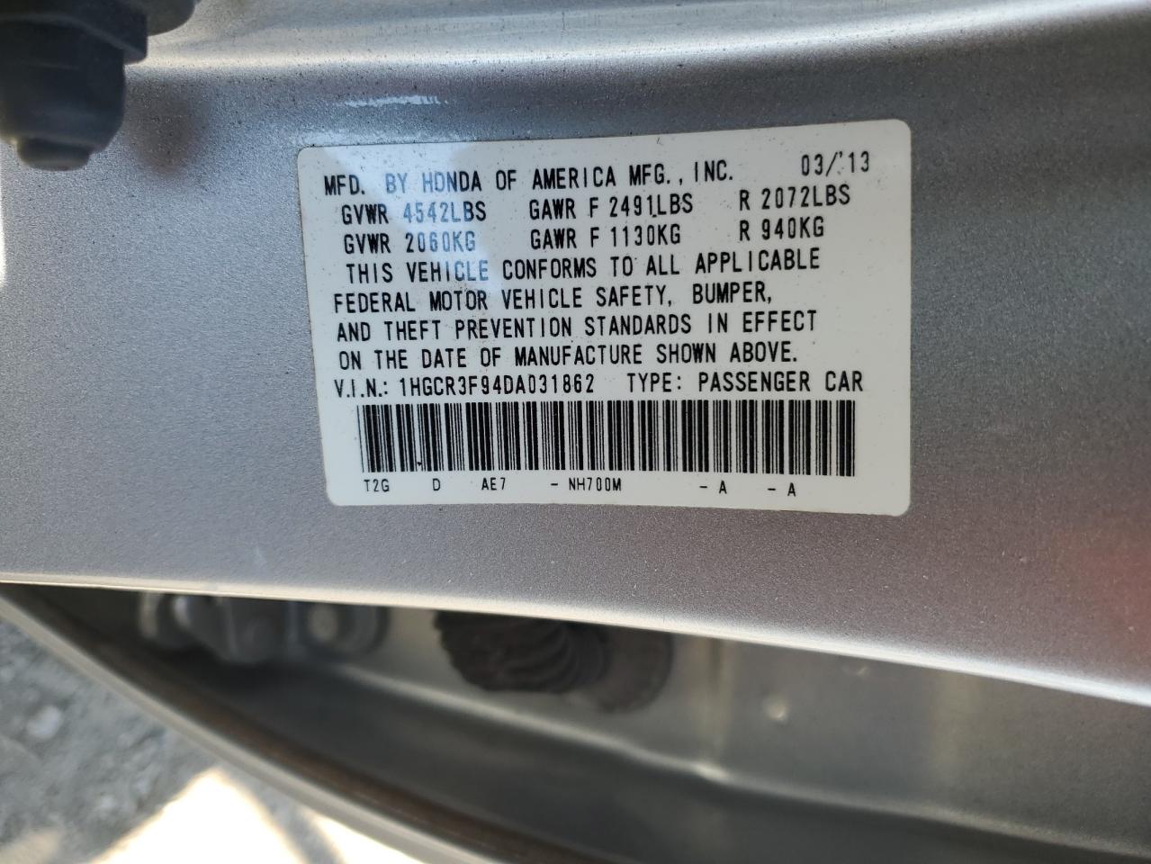 1HGCR3F94DA031862 2013 Honda Accord Touring