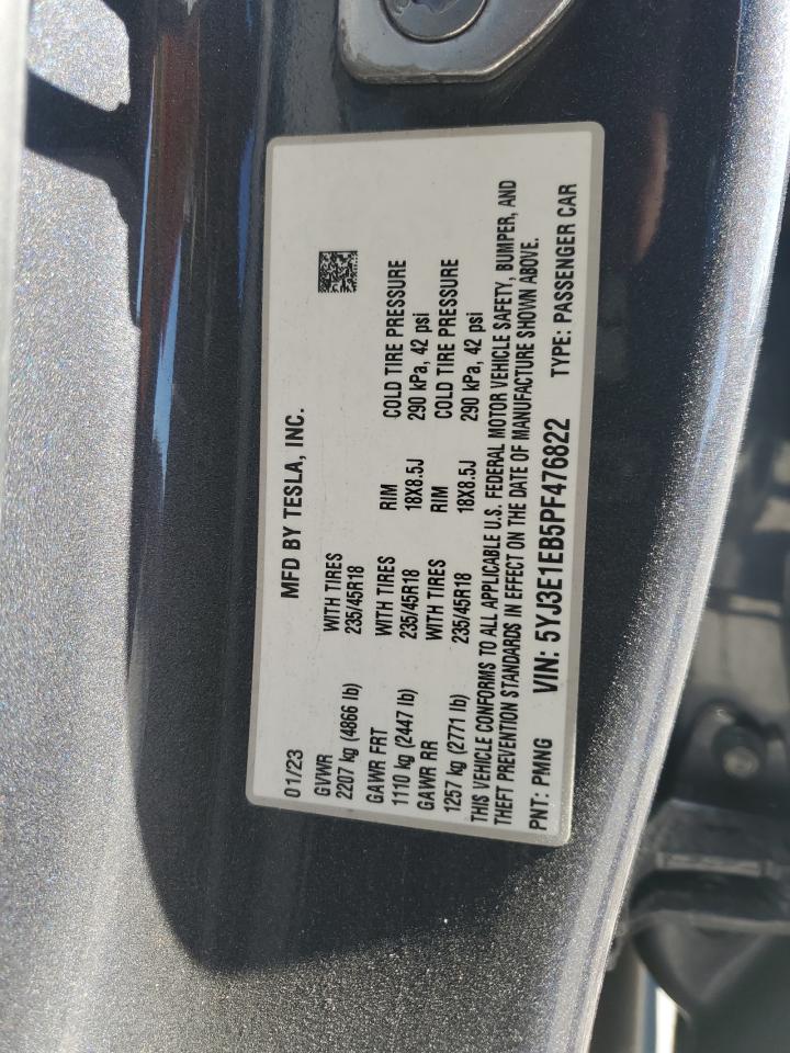 5YJ3E1EB5PF476822 2023 Tesla Model 3