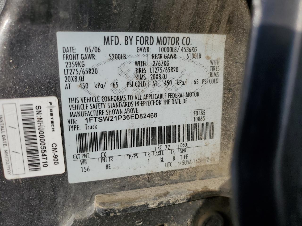 1FTSW21P36ED82468 2006 Ford F250 Super Duty