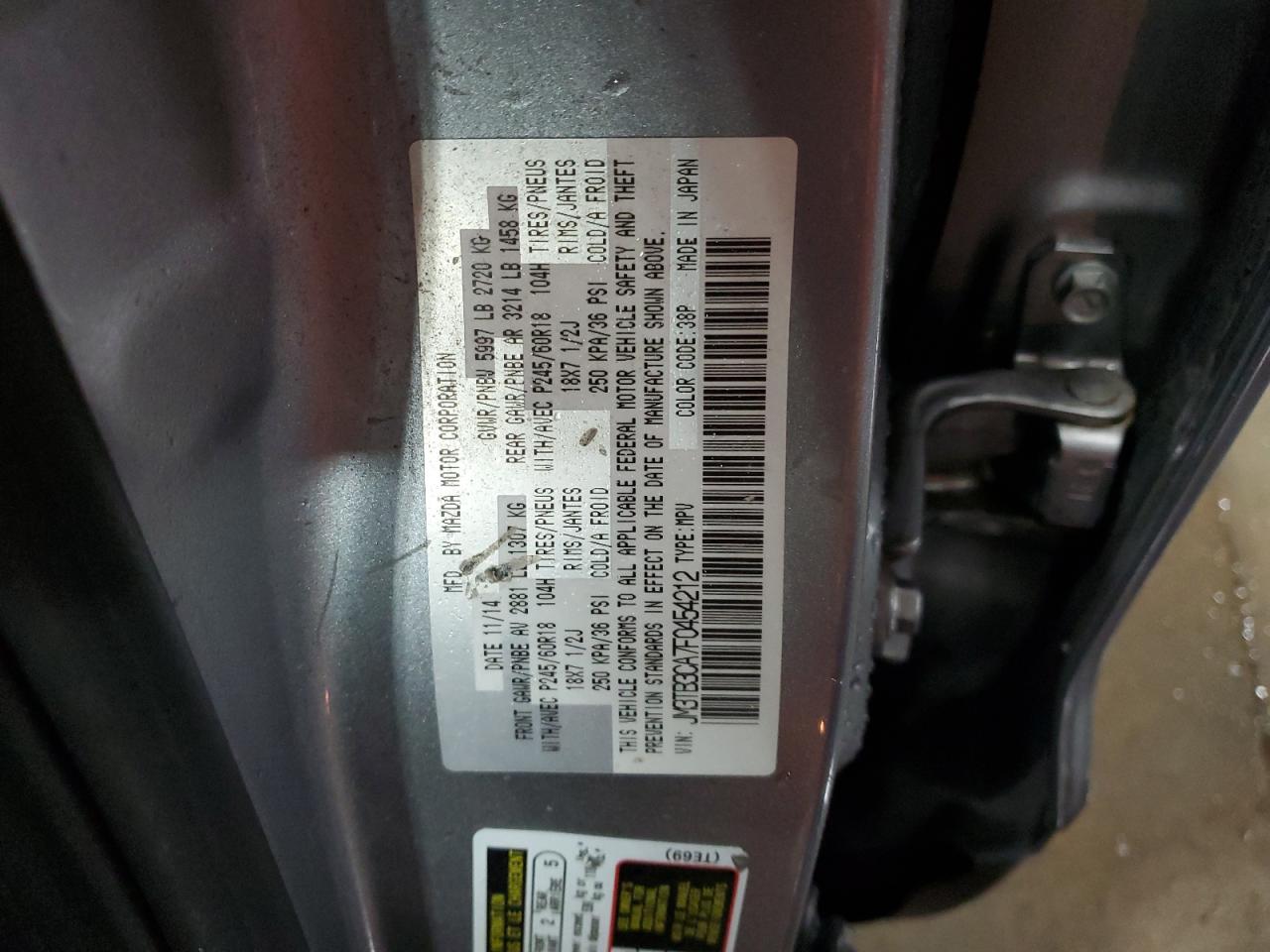 JM3TB3CA7F0454212 2015 Mazda Cx-9 Touring