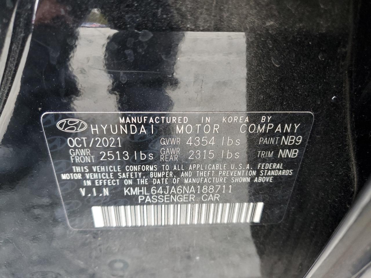 KMHL64JA6NA188711 2022 Hyundai Sonata Sel