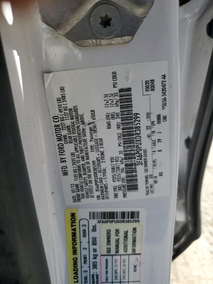 2013 Ford Fusion Se Phev VIN: 3FA6P0PUXDR385299 Lot: 74359484