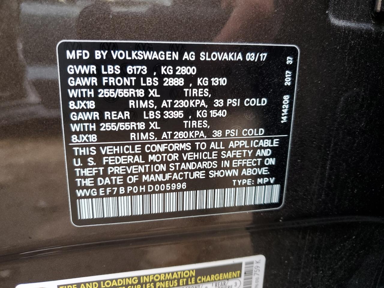 WVGEF7BP0HD005996 2017 Volkswagen Touareg Sport