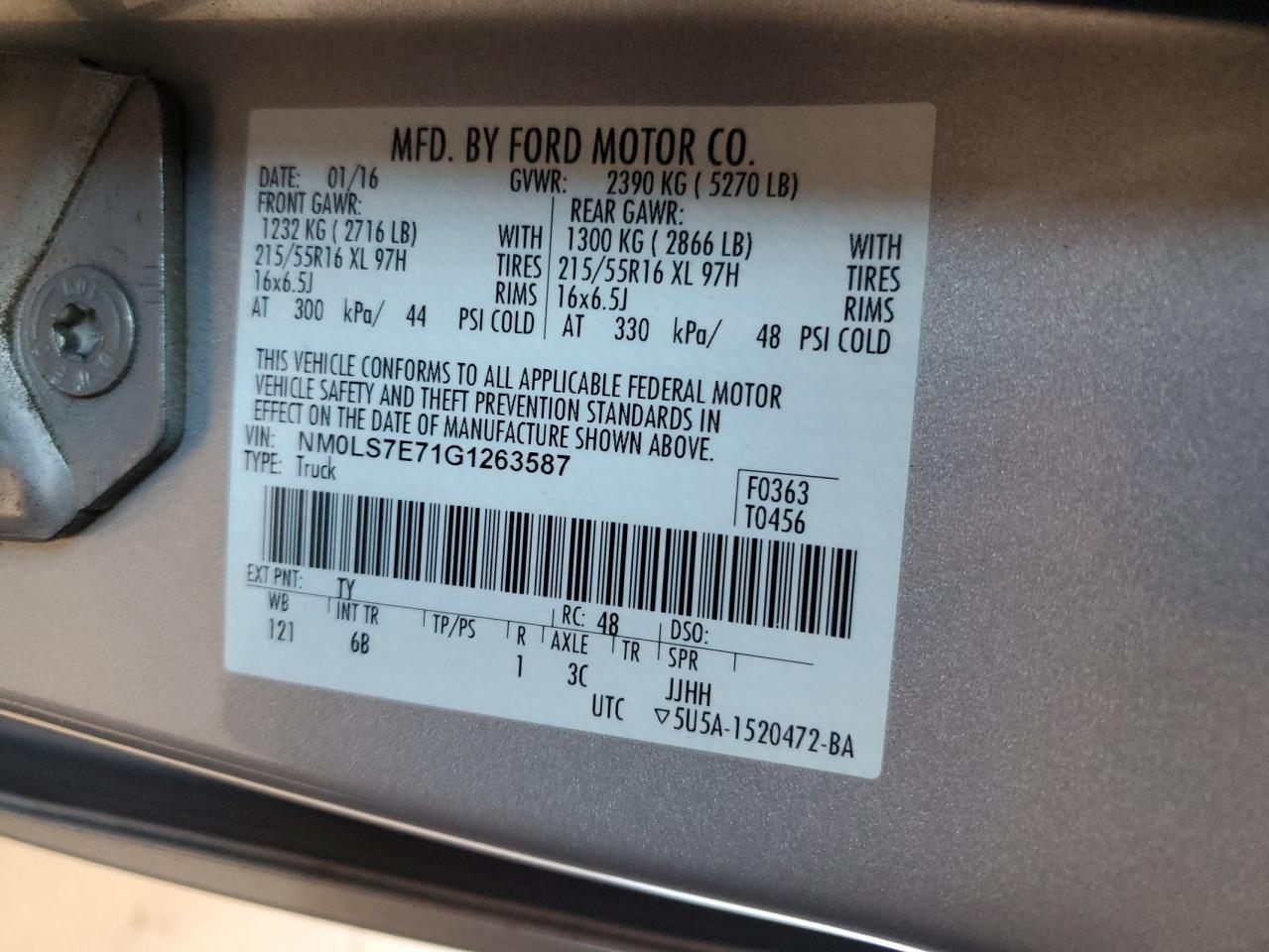 NM0LS7E71G1263587 2016 Ford Transit Connect Xl