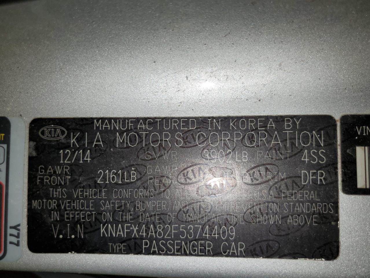 KNAFX4A82F5374409 2015 KIA FORTE - Image 12