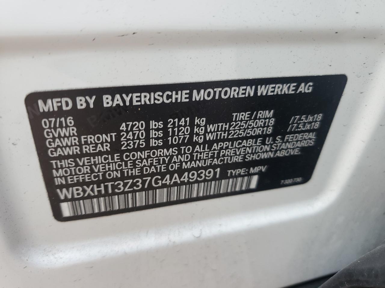 WBXHT3Z37G4A49391 2016 BMW X1 xDrive28I