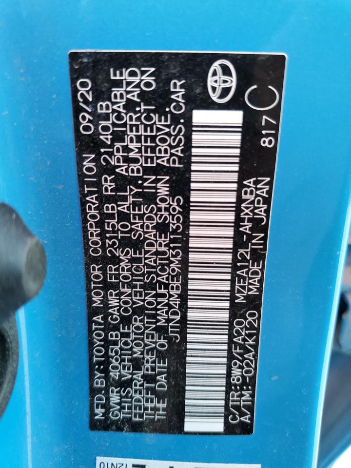 2021 Toyota Corolla Se VIN: JTND4MBE9M3113595 Lot: 77335784