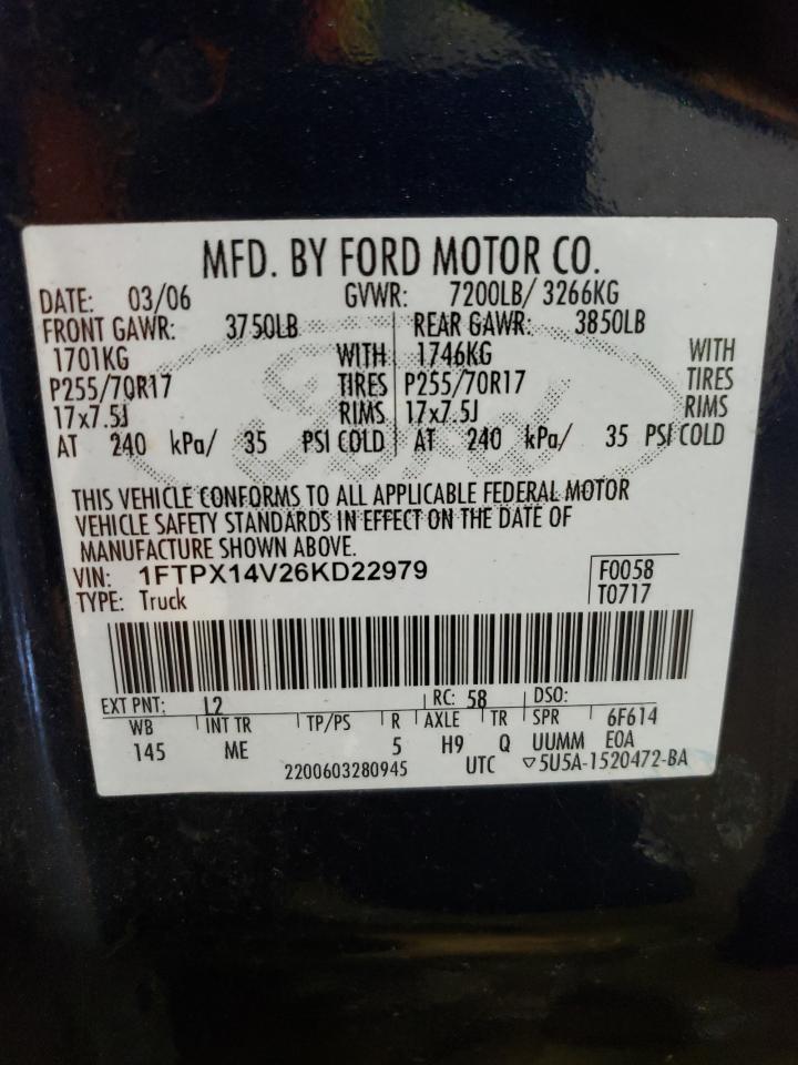 1FTPX14V26KD22979 2006 Ford F150