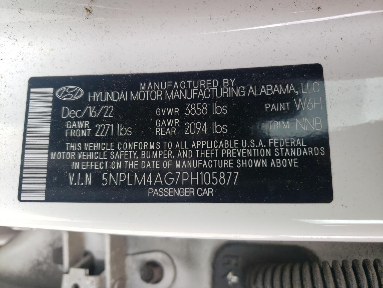 5NPLM4AG7PH105877 2023 Hyundai Elantra Sel