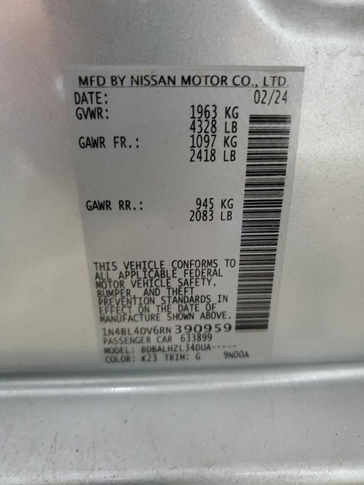 1N4BL4DV6RN390959 2024 Nissan Altima Sv