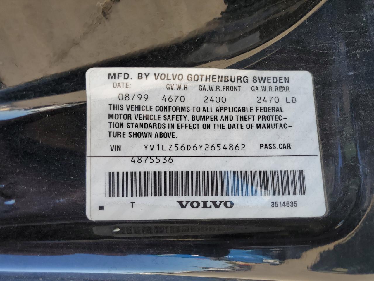 2000 Volvo V70 Xc VIN: YV1LZ56D6Y2654862 Lot: 74829664