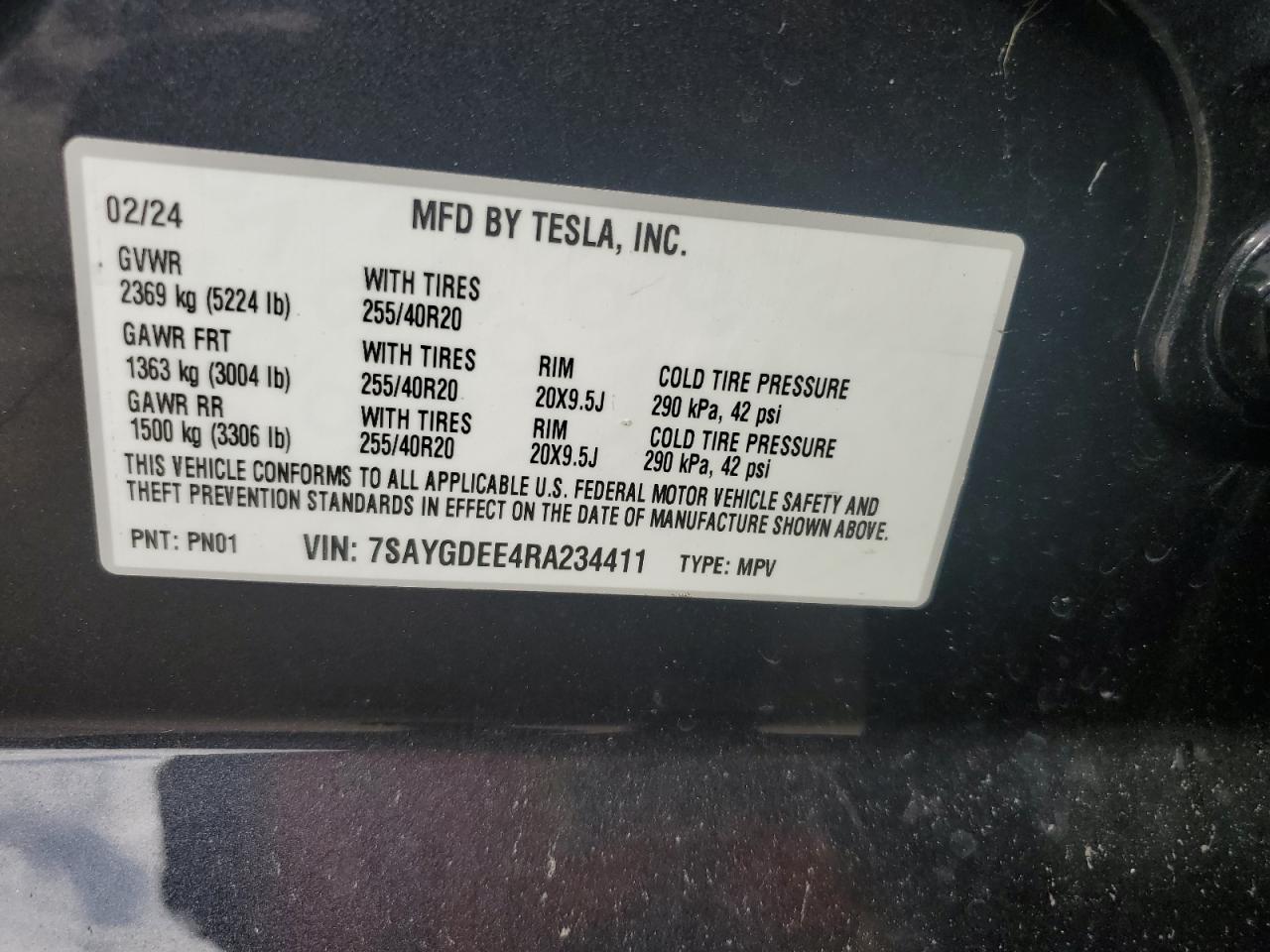 7SAYGDEE4RA234411 2024 Tesla Model Y