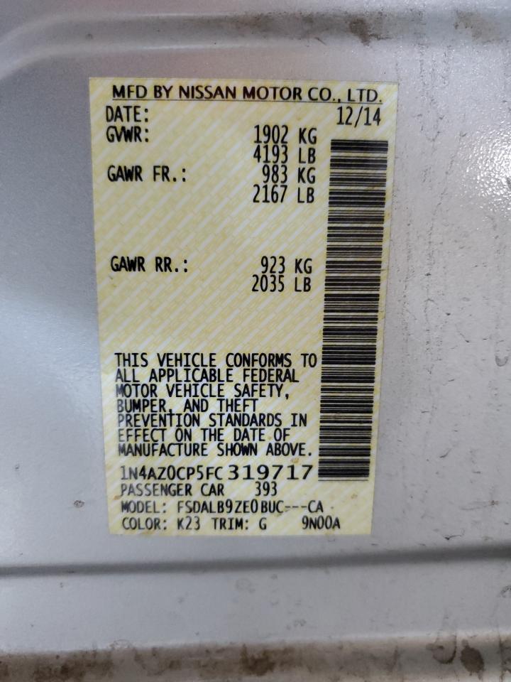 2015 Nissan Leaf S VIN: 1N4AZ0CP5FC319717 Lot: 78539484