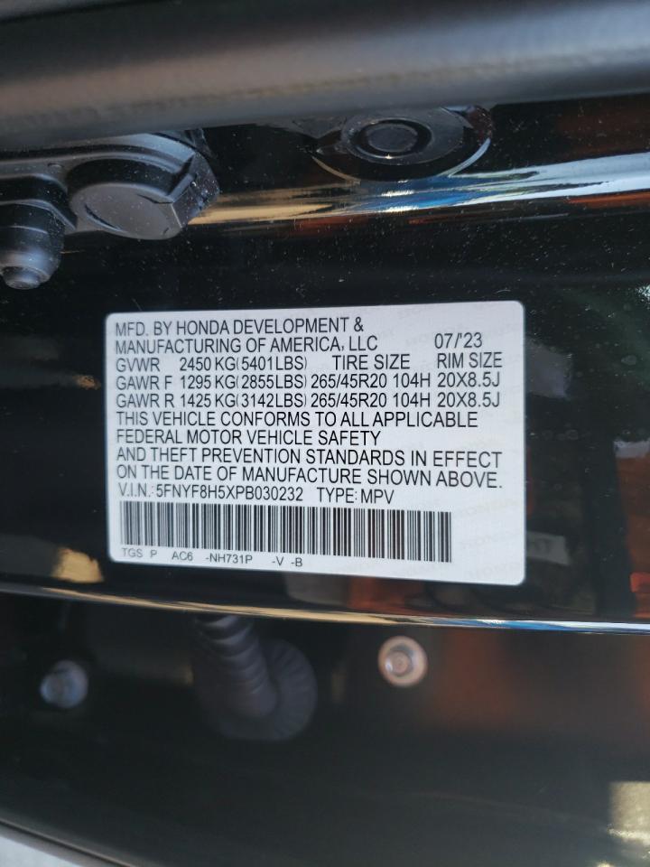 2023 Honda Passport Exl VIN: 5FNYF8H5XPB030232 Lot: 74567534