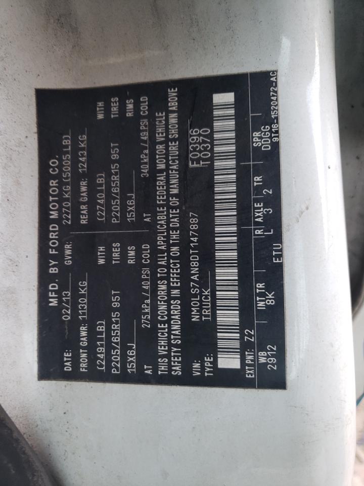 2013 Ford Transit Connect Xl VIN: NM0LS7AN8DT147887 Lot: 75713744