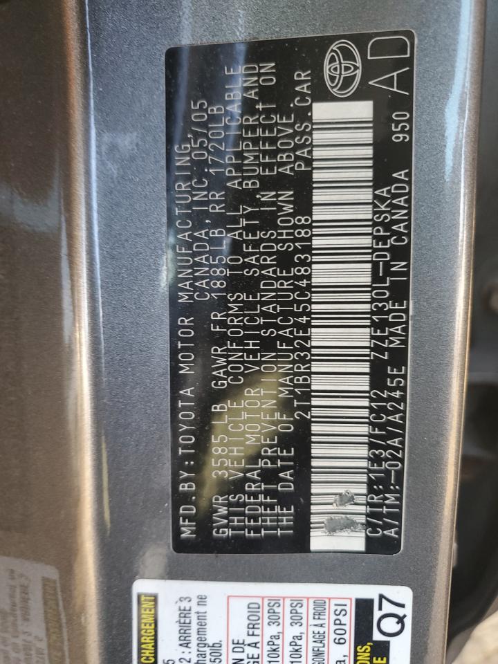 2005 Toyota Corolla Ce VIN: 2T1BR32E45C483188 Lot: 78099314