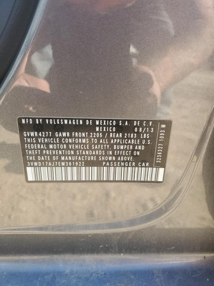 2014 Volkswagen Jetta Se VIN: 3VWD17AJ7EM361922 Lot: 76837764
