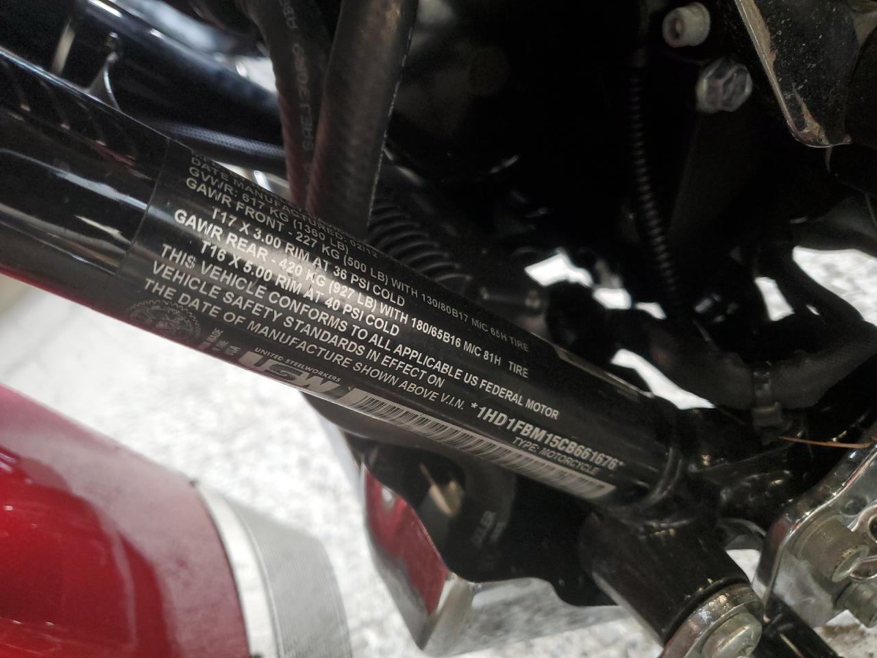 2012 Harley-Davidson Flhr Road King VIN: 1HD1FBM15CB661676 Lot: 72979504