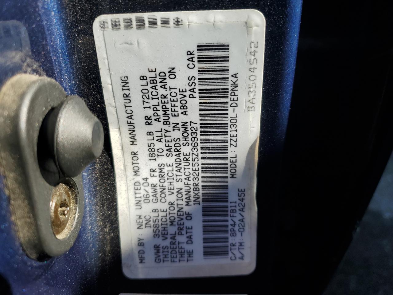 2005 Toyota Corolla Ce VIN: 1NXBR32E55Z369327 Lot: 77830424