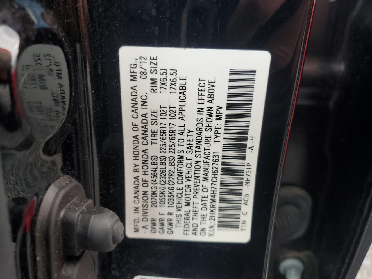 2HKRM4H77CH627631 2012 Honda Cr-V Exl