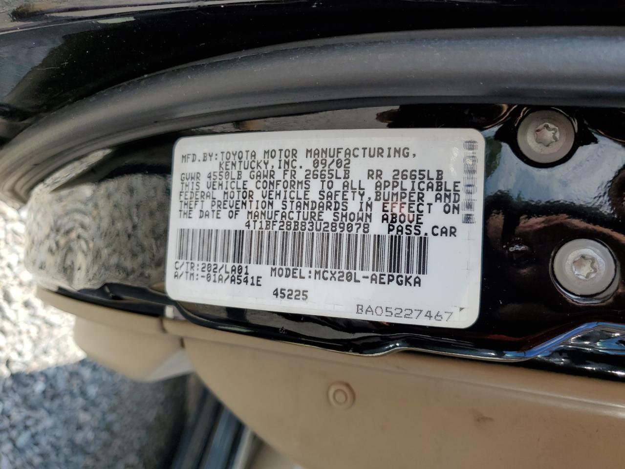 4T1BF28B83U289078 2003 Toyota Avalon Xl