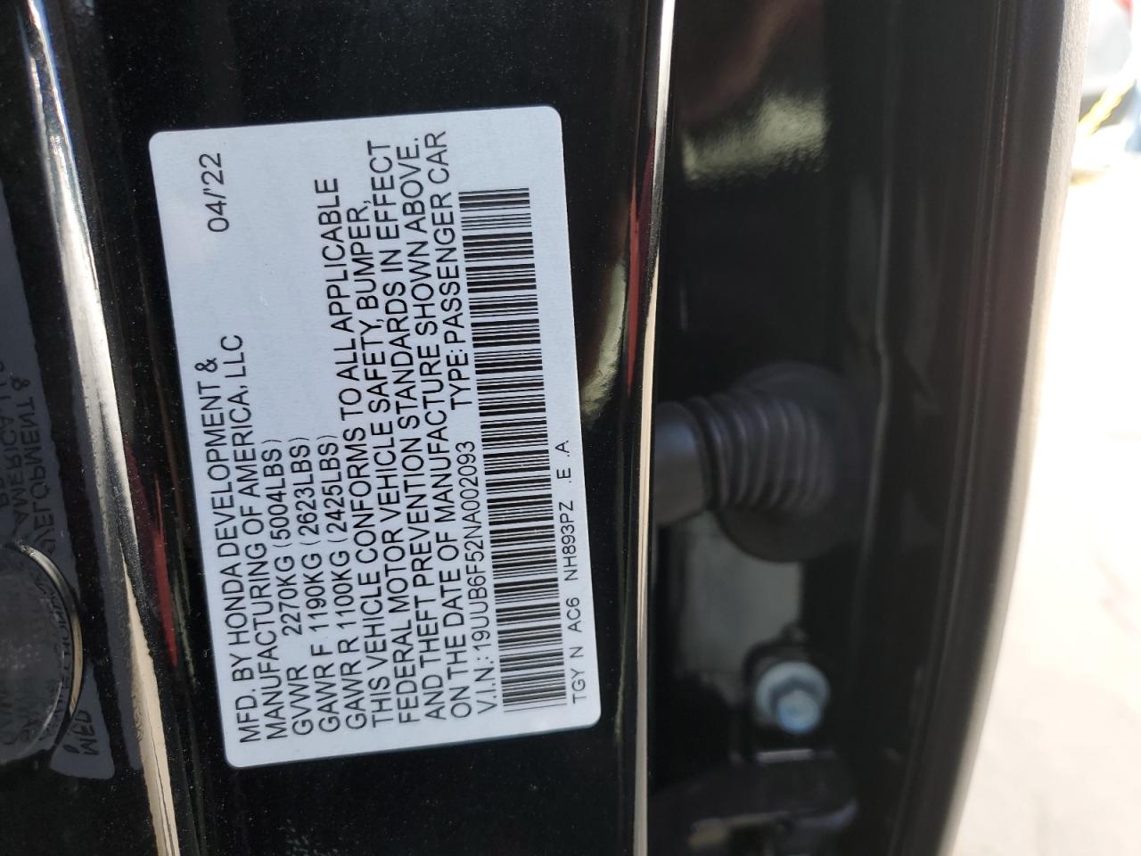 19UUB6F52NA002093 2022 Acura Tlx Tech A