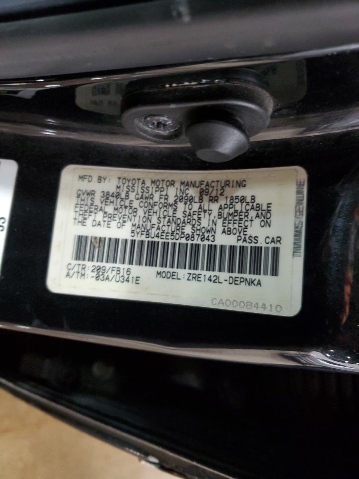 2013 Toyota Corolla Base VIN: 5YFBU4EE5DP087043 Lot: 76676064