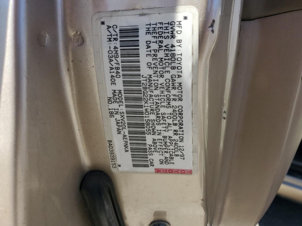 JT2BG22K1W0158055 1998 Toyota Camry Ce