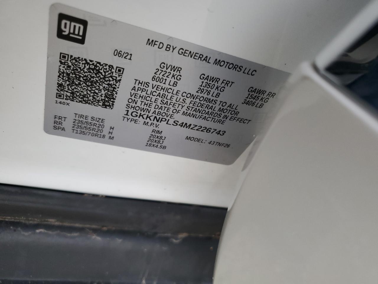 2021 GMC Acadia Denali VIN: 1GKKNPLS4MZ226743 Lot: 73943844