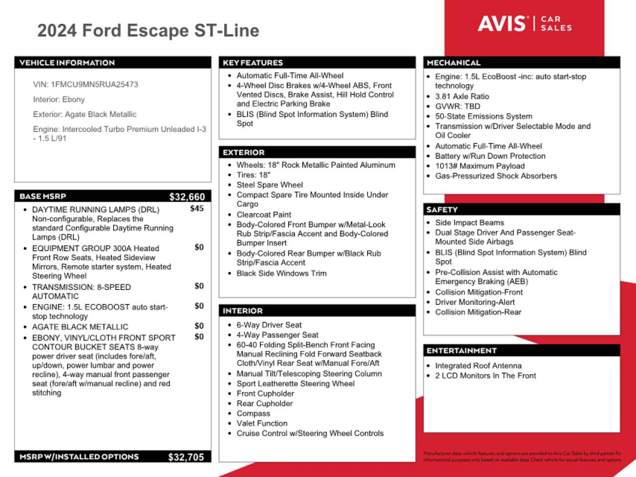 2024 Ford Escape St Line VIN: 1FMCU9MN5RUA25473 Lot: 76282454