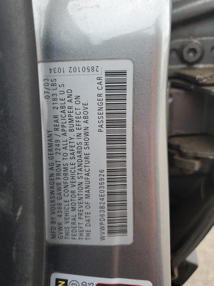 WVWPD63B24E035926 2004 Volkswagen Passat Gls