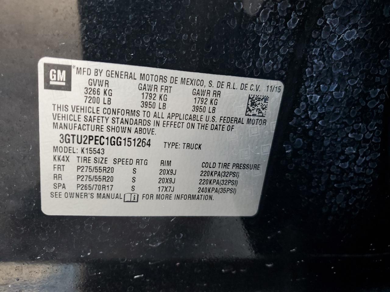 3GTU2PEC1GG151264 2016 GMC Sierra K1500 Denali