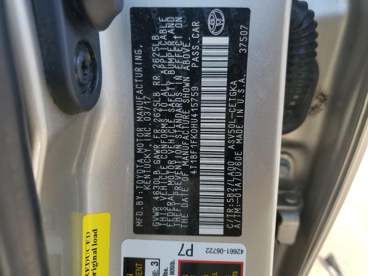 4T1BF1FK0HU415759 2017 Toyota Camry Le