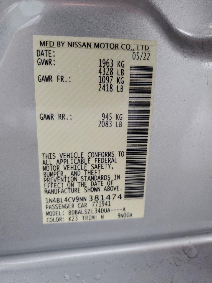 VIN 1N4BL4CV9NN381474 2022 NISSAN ALTIMA no.13