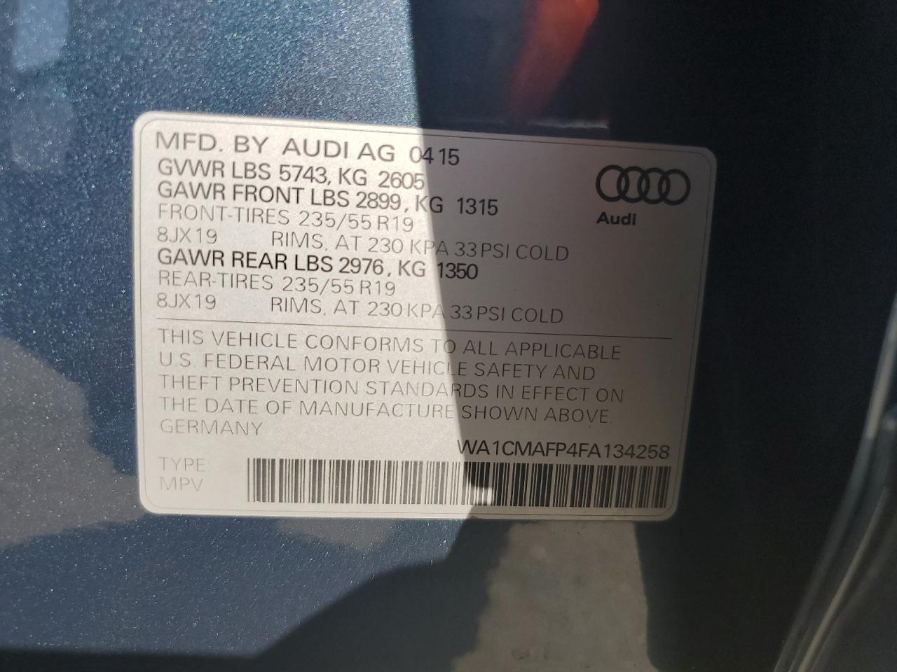 WA1CMAFP4FA134258 2015 Audi Q5 Tdi Premium Plus