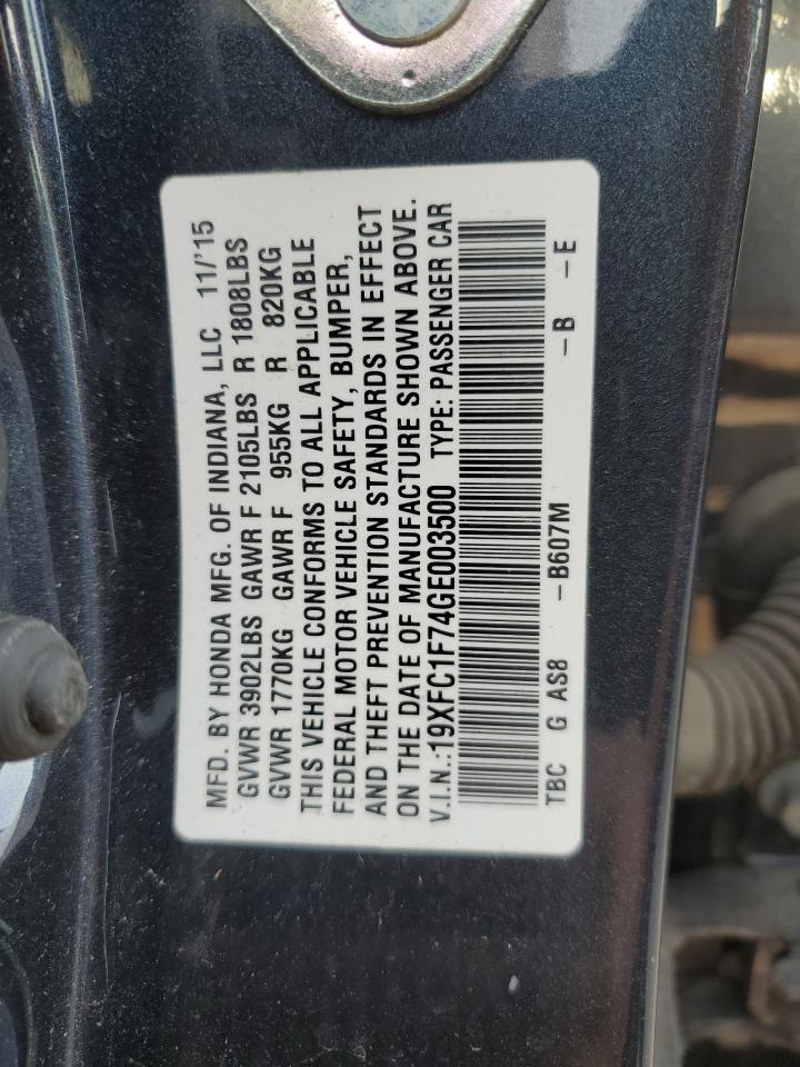 19XFC1F74GE003500 2016 Honda Civic Exl