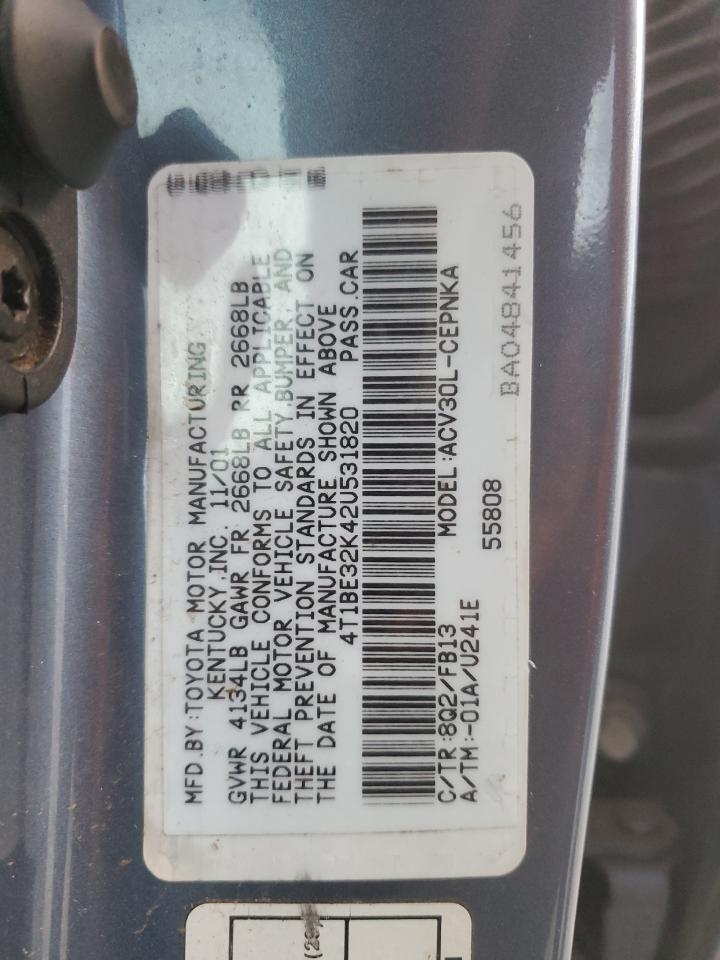 4T1BE32K42U531820 2002 Toyota Camry Le